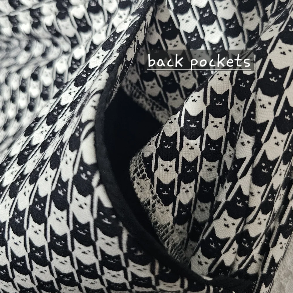 Betabrand Catstooth Dress Pant Yoga Pants L Short Petite NWOT Black White Cat - Picture 9 of 16